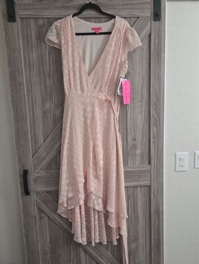 Betsey Johnson Pale Blush Wrap High-Low Dress